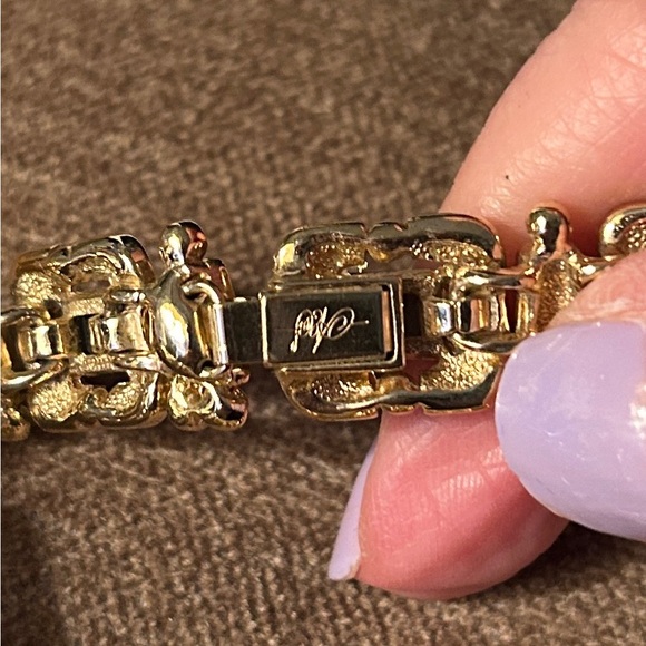 VINTAGE ATTWOOD & SAWYER SAPPHIRE PASTE & RHINESTONE CHOCKER NECKLACE - Picture 3 of 3